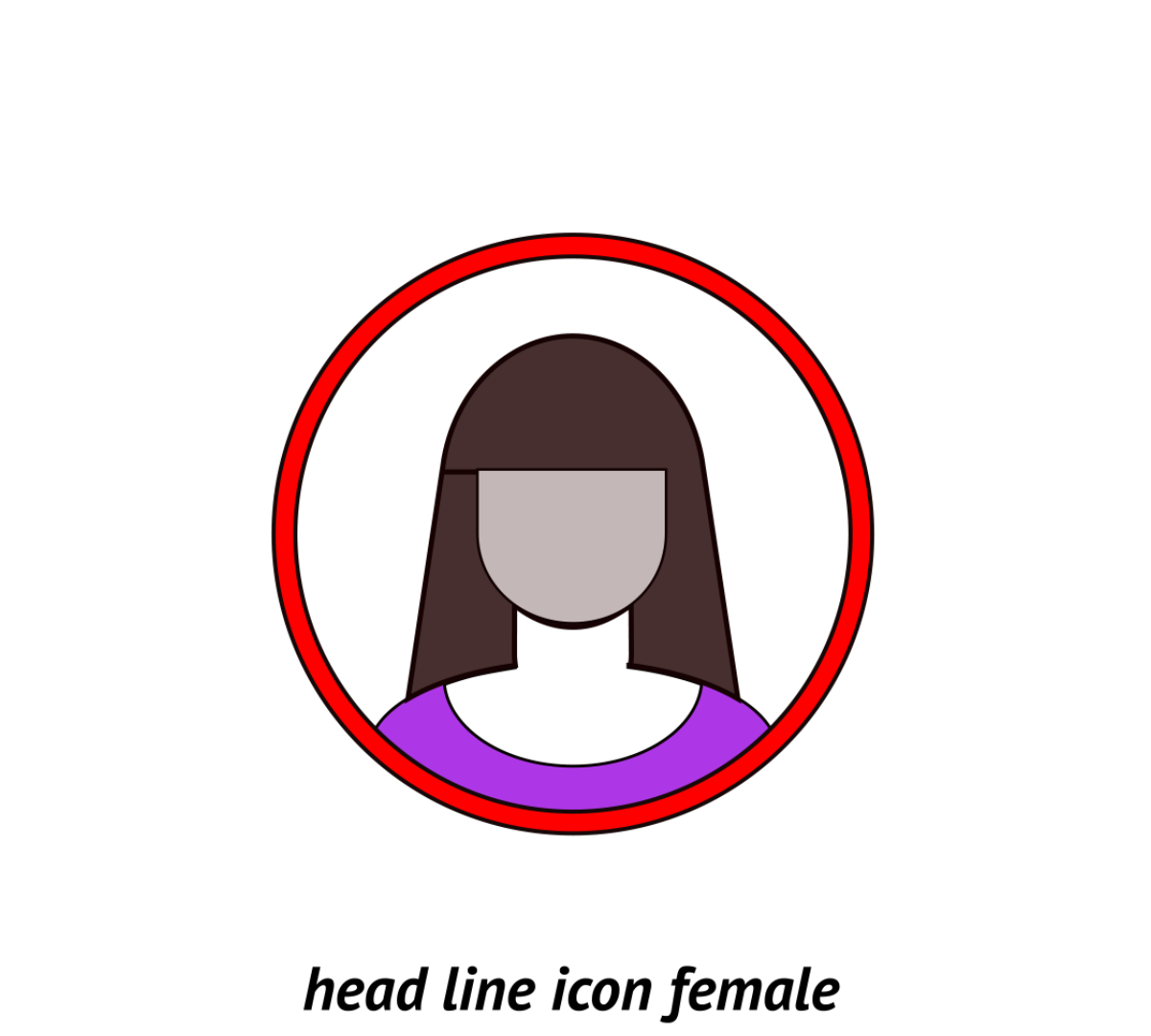 Female head in a circle icon
