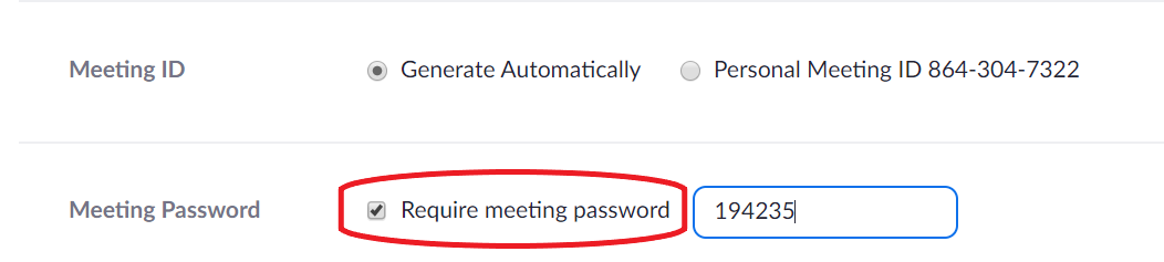 Require meeting password option