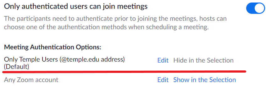 Only authenticated users can join meeting options