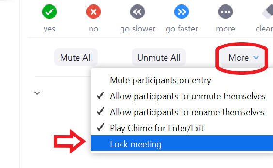More option - Lock meeting setting 