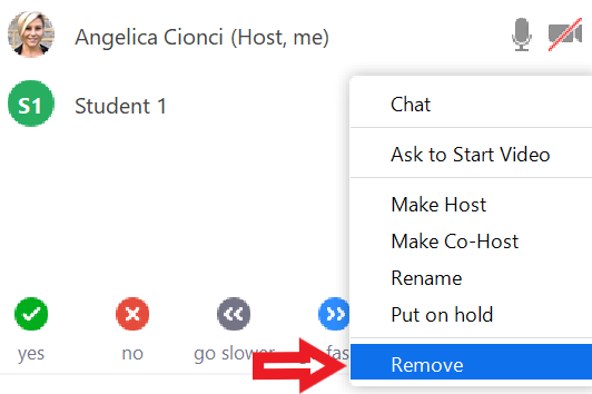 Remove participant option