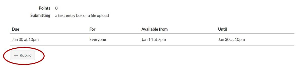 Canvas - Add a Rubric