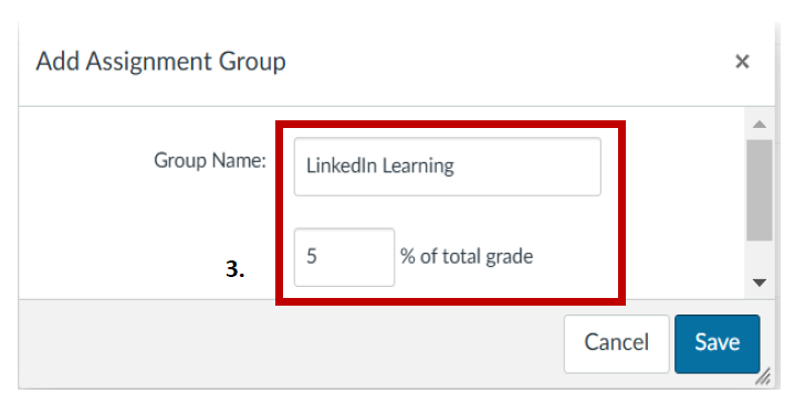 A screenshot of the 'Group Name' and 'Grade %' fields