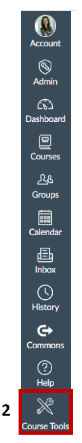 Canvas navigation menu with 'Course Tools' highlighted