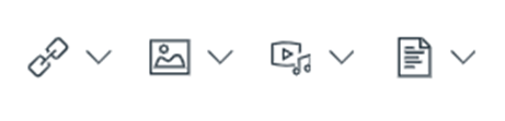 The icons on the editing tool for linking URLs, images, Audio files and documents