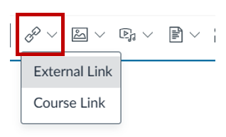Screenshot of the Link editor button for External or Course Links