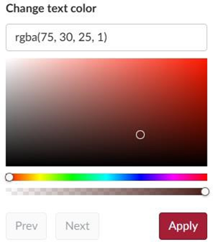 A screenshot of the Change text color dialog