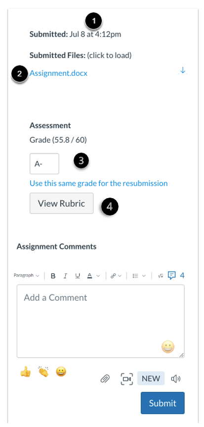 A screenshot of the SpeedGrader sidebar