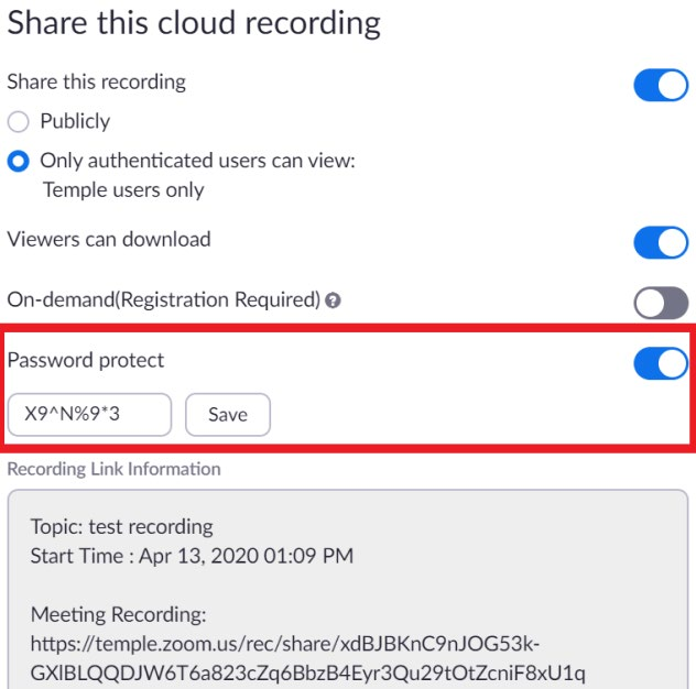 Share this cloud recording dialog