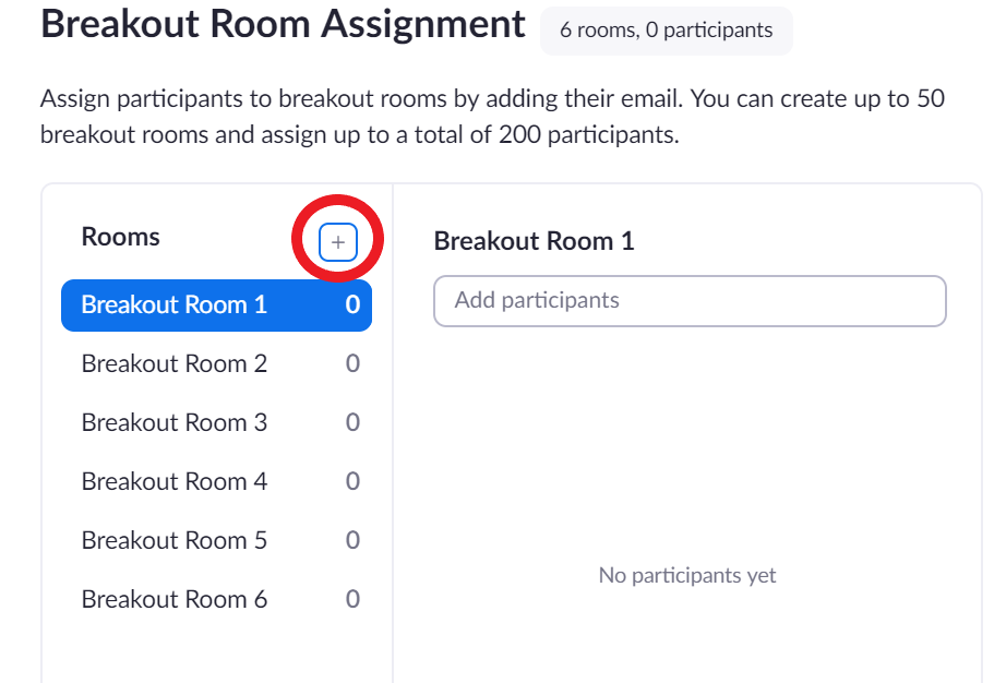 Breakout Room Assignment dialog