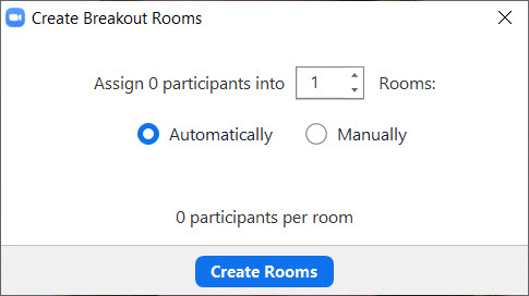 Create Breakout Rooms dialog