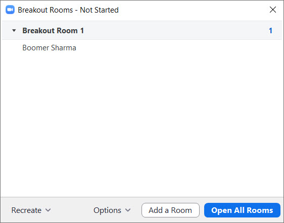 Breakout Rooms dialog