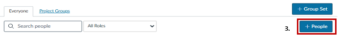A screenshot pointing out an active '+ People' button in a Canvas course