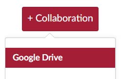 screenshot of the '+ Collaboration' button activated and showing the 'Google Drive' option
